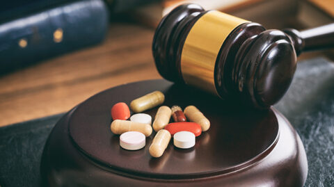 gavel with drugs image
