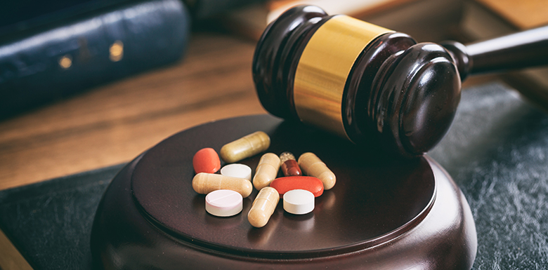 gavel with drugs image