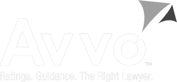 Blurry white Avvo logo on a light gray background with an upward arrow above the letter o.